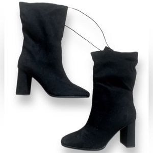Express Black Booties Block Heel Square Toe Size 8